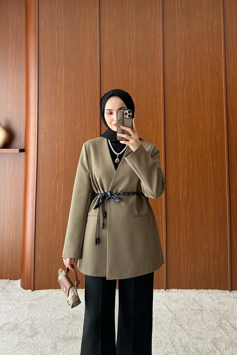 Mary Yakasız Ceket - HAKİ