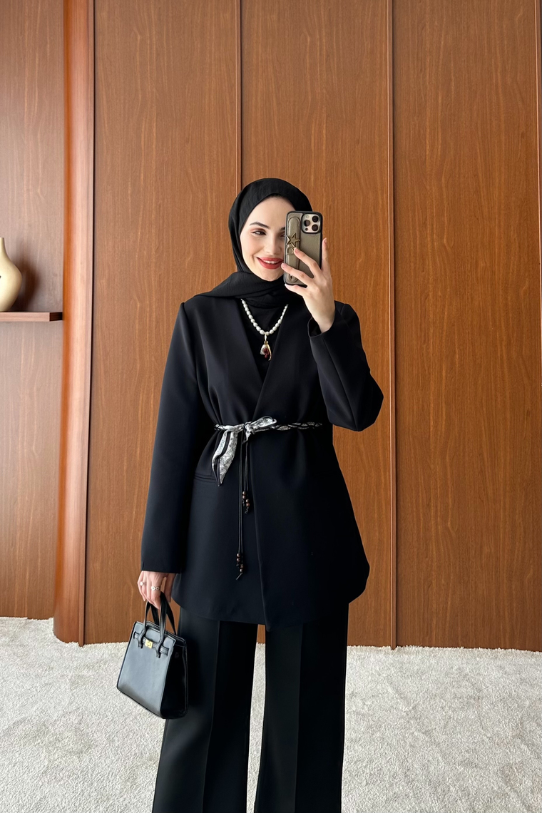 Mary Yakasız Ceket - SİYAH