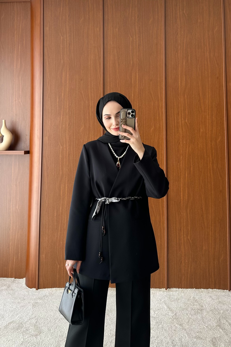 Mary Yakasız Ceket - SİYAH
