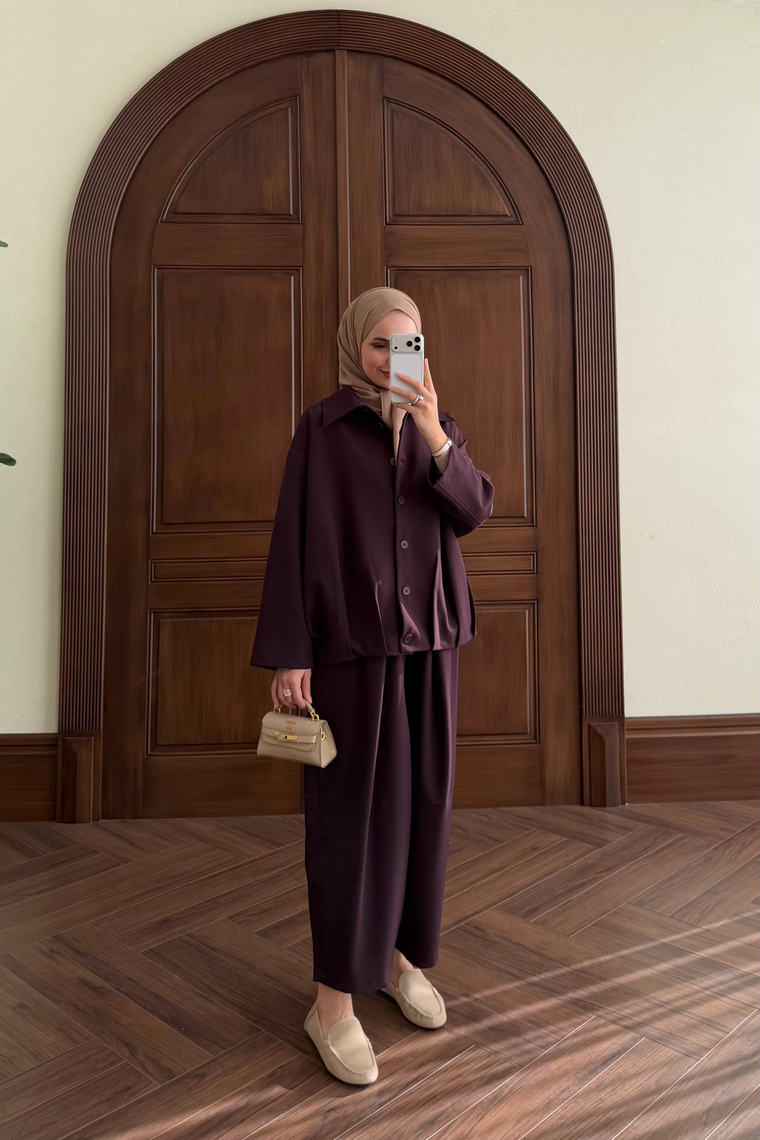 Melia Bomber Ceket Pantolon Takım - MÜRDÜM