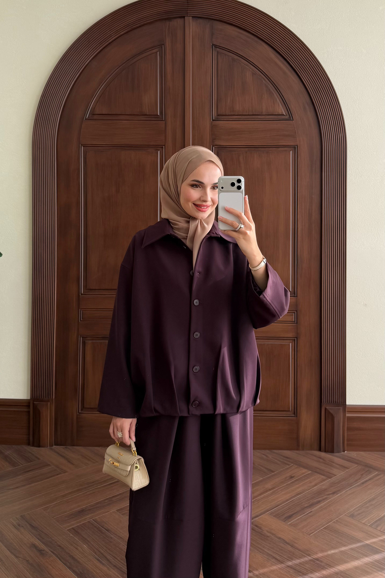 Melia Bomber Ceket Pantolon Takım - MÜRDÜM
