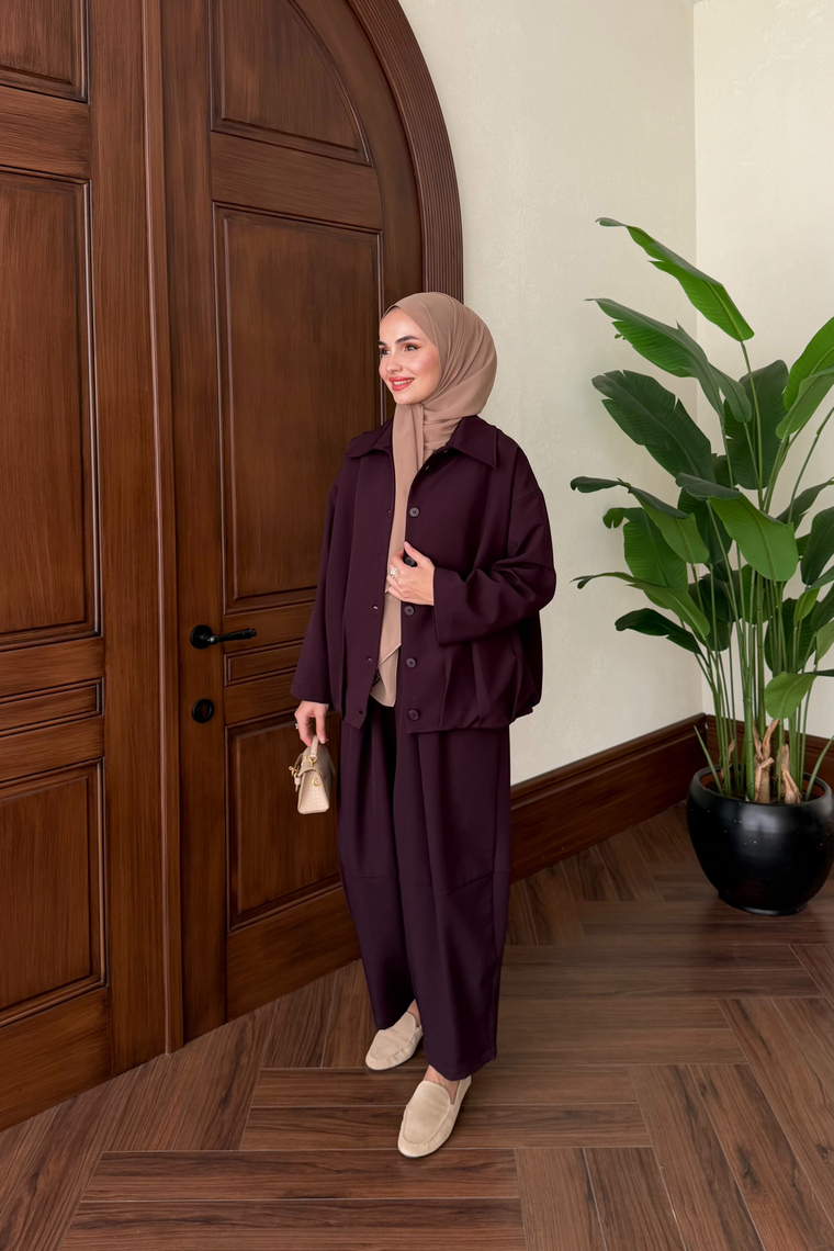 Melia Bomber Ceket Pantolon Takım - MÜRDÜM