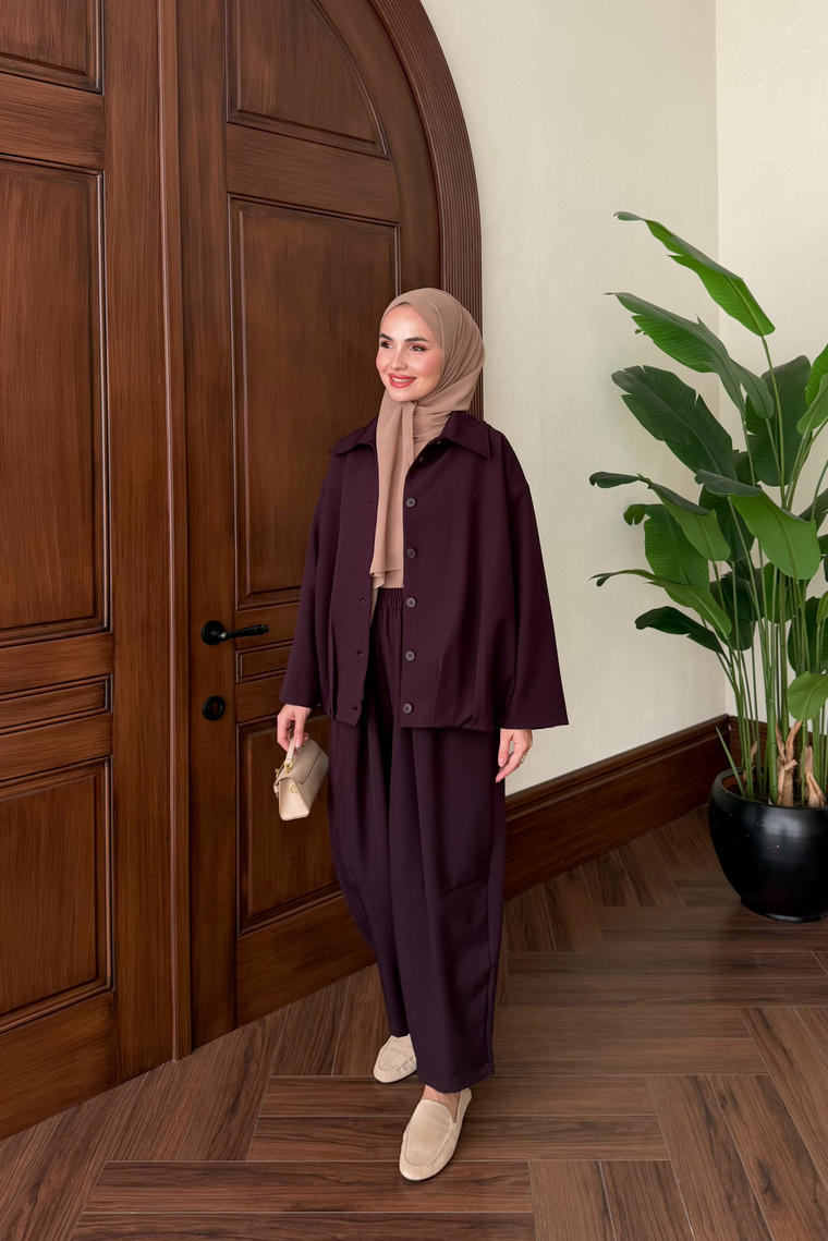 Melia Bomber Ceket Pantolon Takım - MÜRDÜM