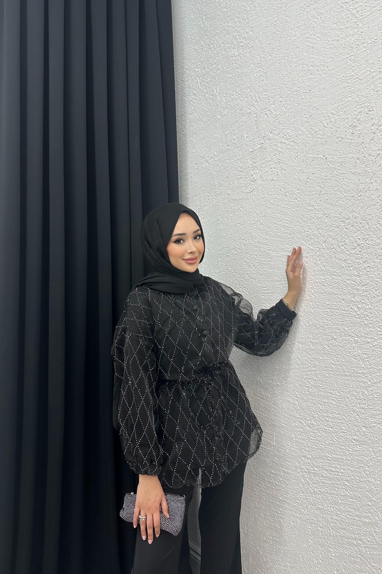 Mely Parıltılı Organze Kap - SİYAH