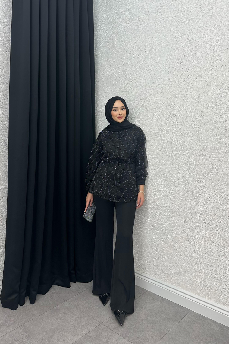 Mely Parıltılı Organze Kap - SİYAH