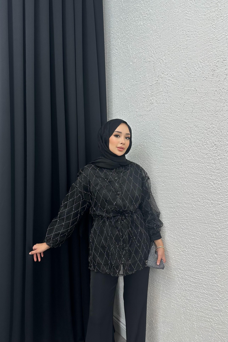 Mely Parıltılı Organze Kap - SİYAH