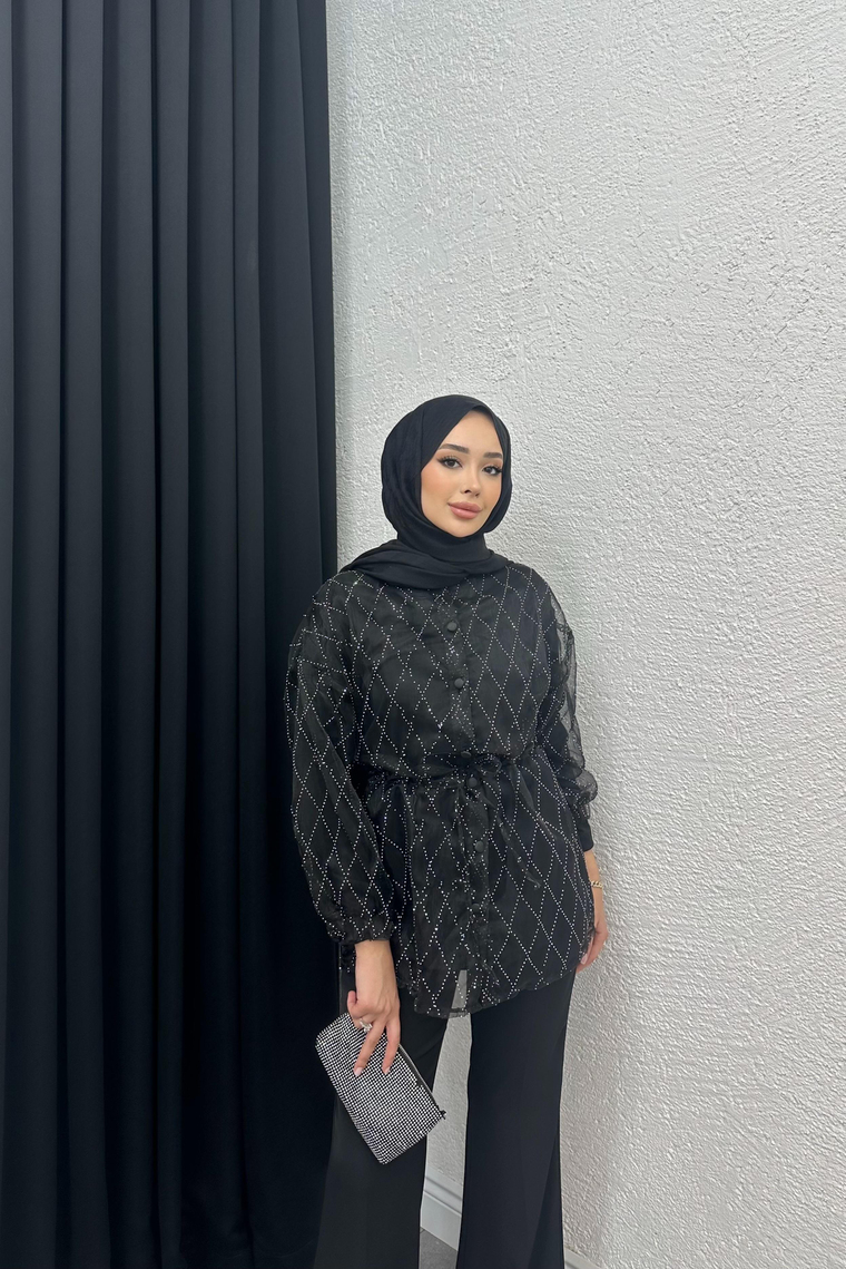 Mely Parıltılı Organze Kap - SİYAH
