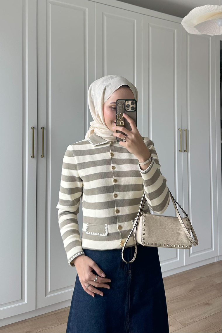 Meyra Çizgili Triko Hırka - TAŞ