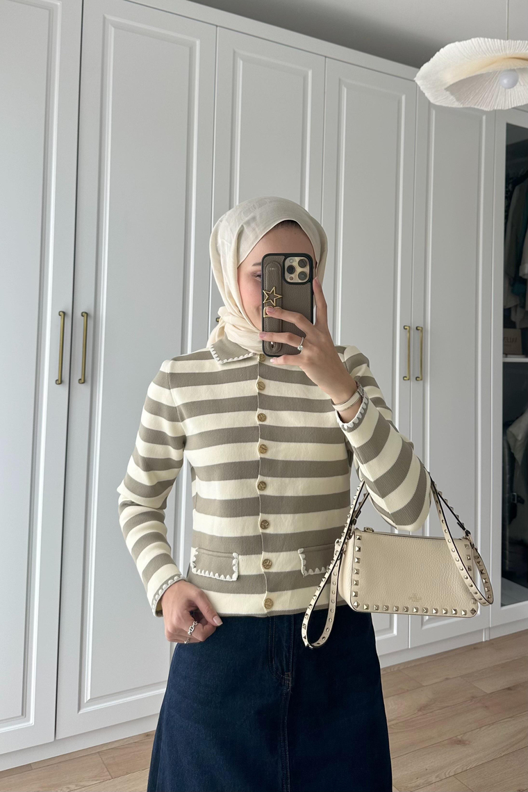 Meyra Çizgili Triko Hırka - TAŞ