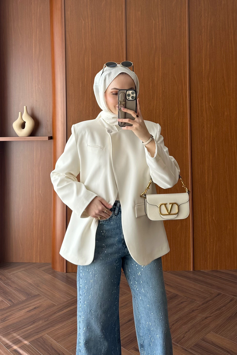 Mika Blazer Ceket - BEYAZ