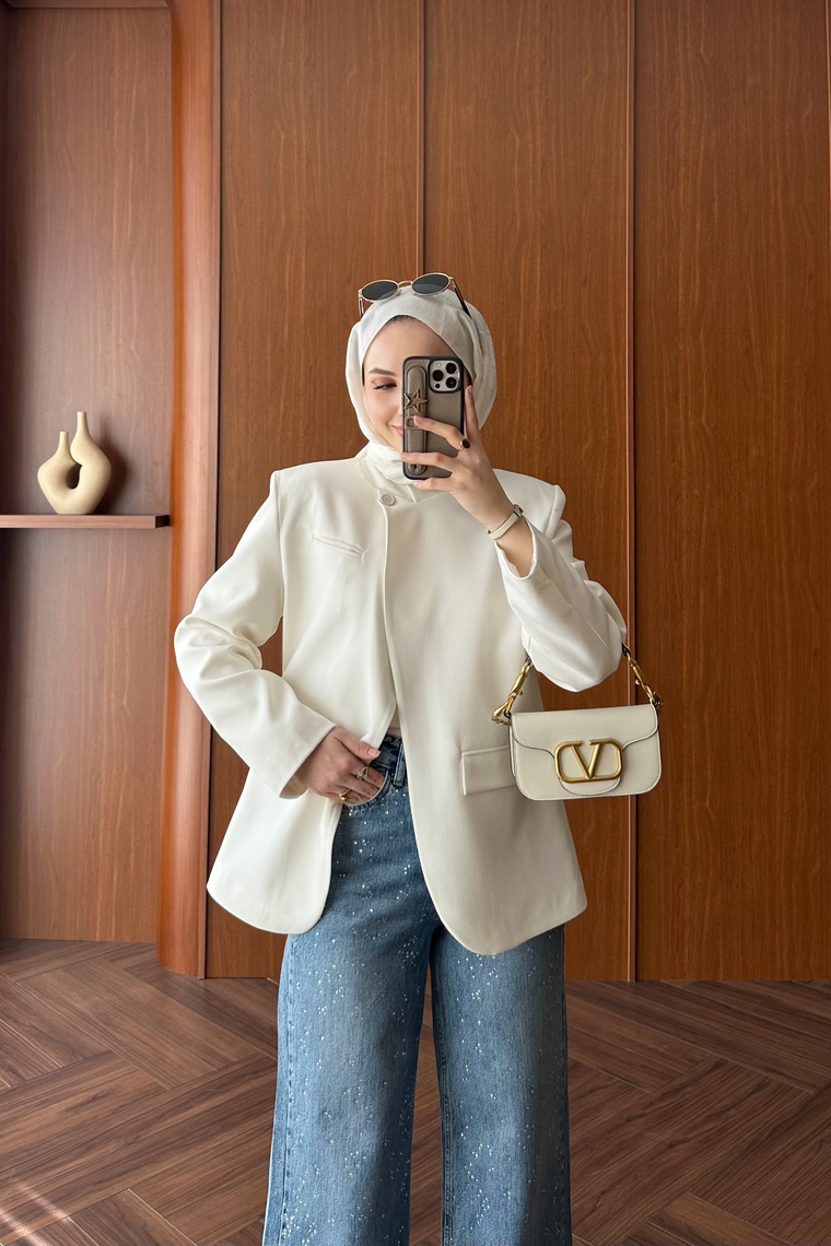 Mika Blazer Ceket - BEYAZ