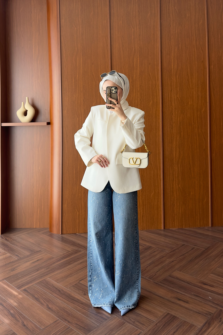 Mika Blazer Ceket - BEYAZ