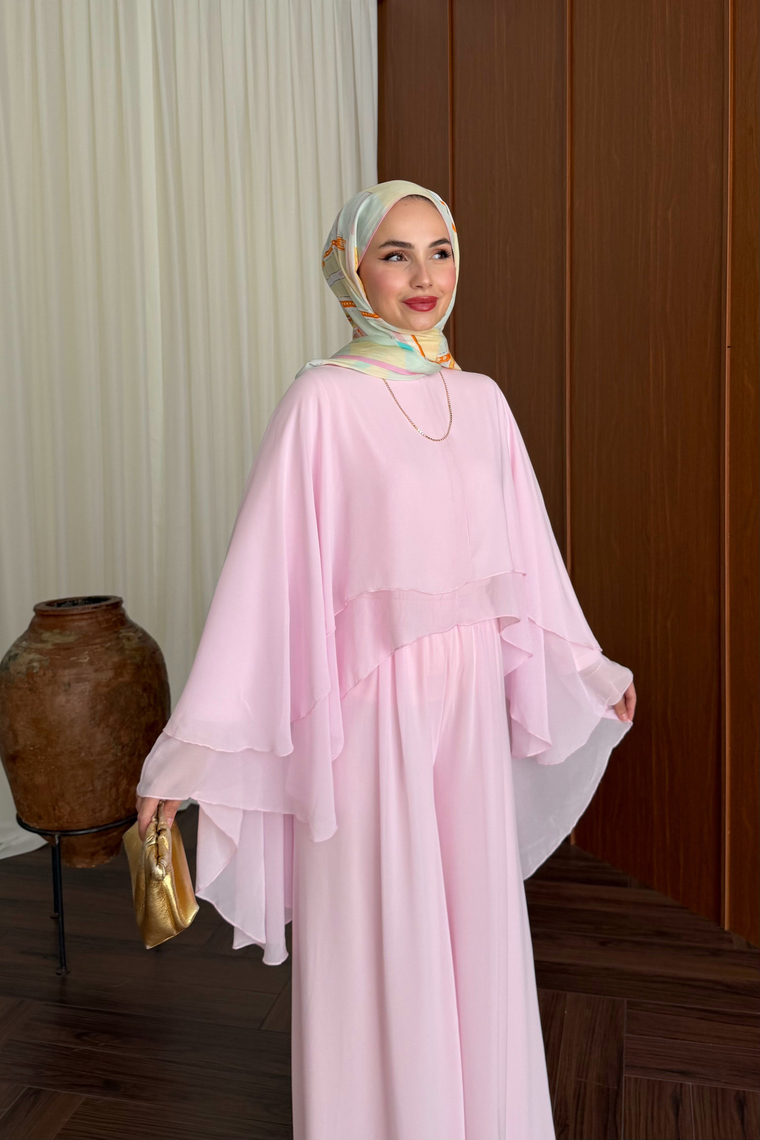Minosa Şifon Pantolon Takım - PEMBE