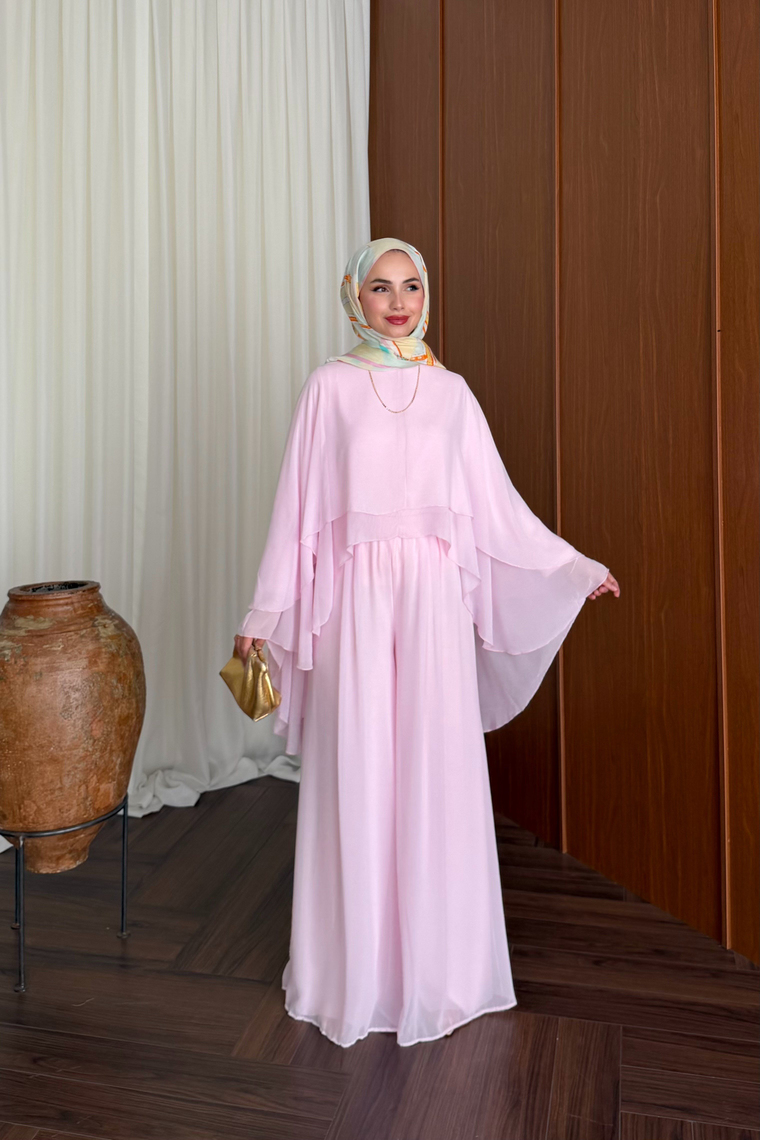Minosa Şifon Pantolon Takım - PEMBE
