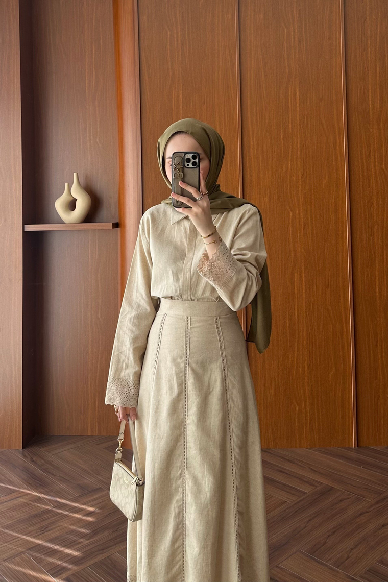 Molira Güpür Detay Takım - NATUREL