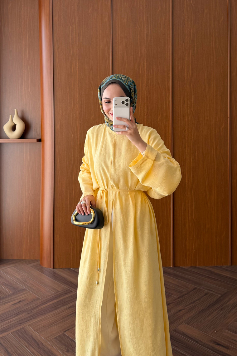 Monika Yırtmaçlı Kimono - SARI