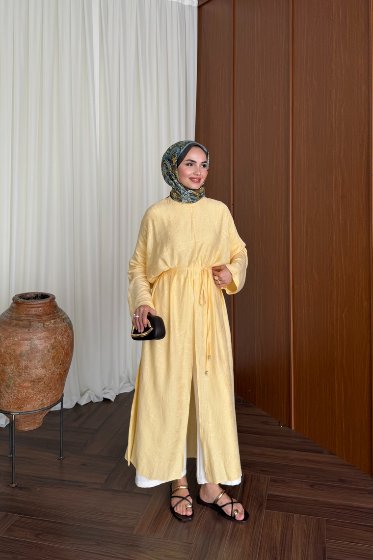 Monika Yırtmaçlı Kimono - SARI