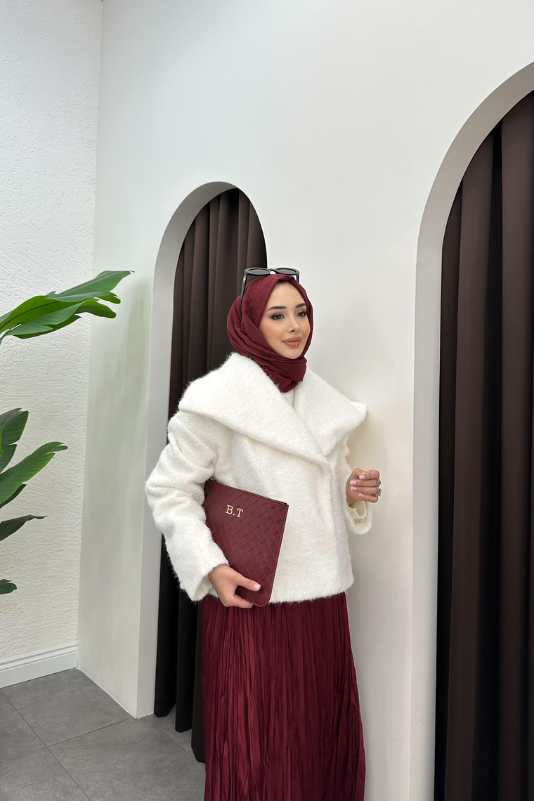 Niola Peluş Kürk Ceket - BEYAZ