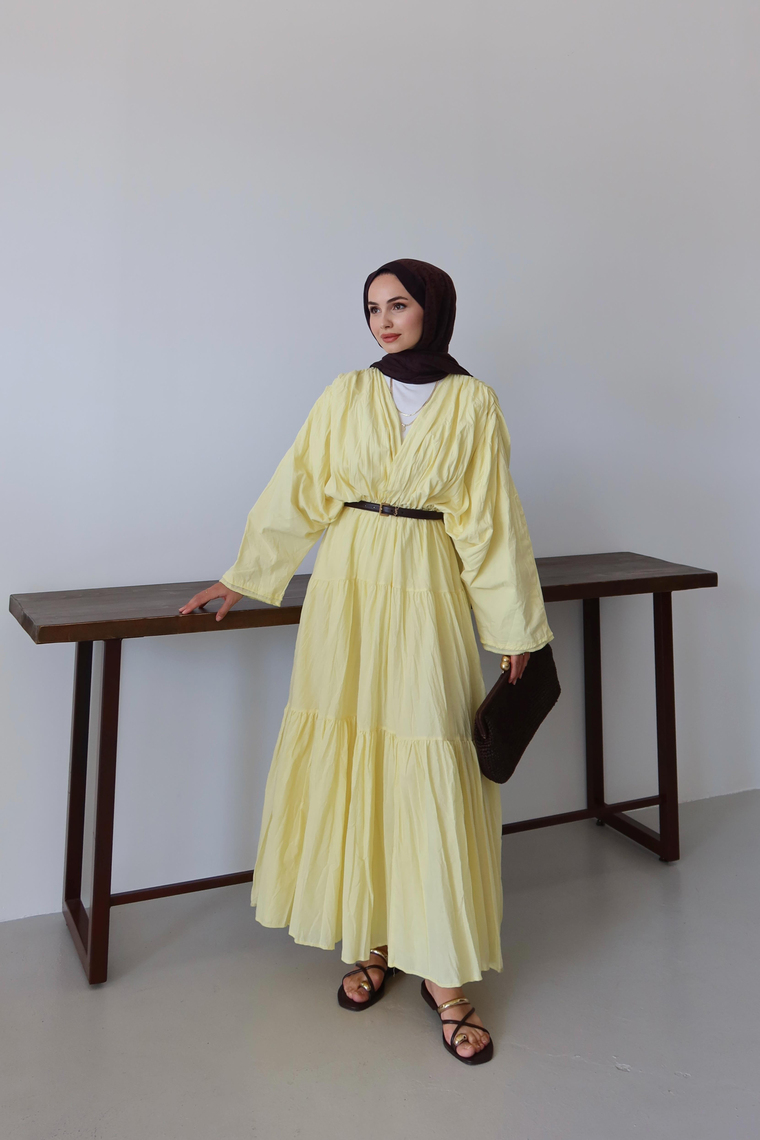 Noir Crush Pamuk Vual Elbise - BUTTER YELLOW