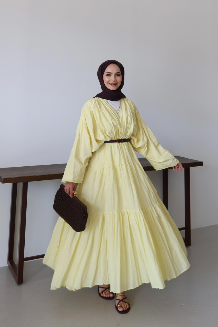 Noir Crush Pamuk Vual Elbise - BUTTER YELLOW