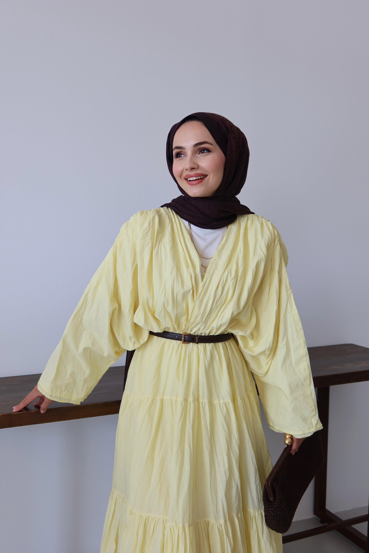 Noir Crush Pamuk Vual Elbise - BUTTER YELLOW