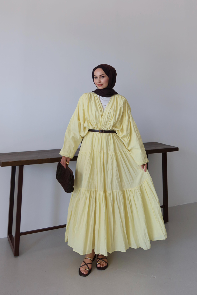 Noir Crush Pamuk Vual Elbise - BUTTER YELLOW