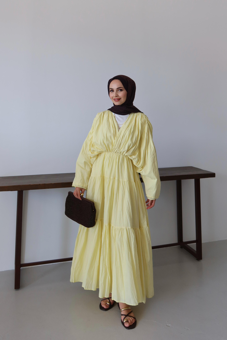 Noir Crush Pamuk Vual Elbise - BUTTER YELLOW