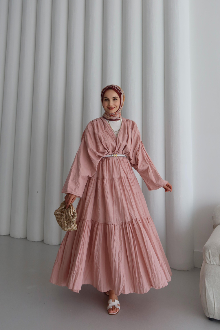 Noir Crush Pamuk Vual Elbise - PEMBE