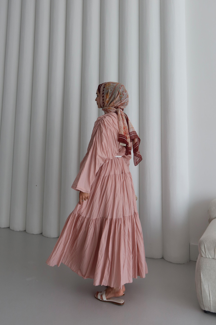 Noir Crush Pamuk Vual Elbise - PEMBE
