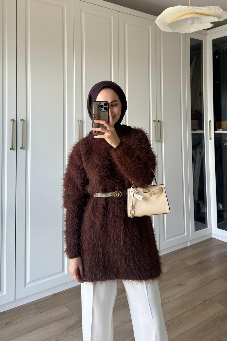 Noira Peluş Kazak - KAHVE