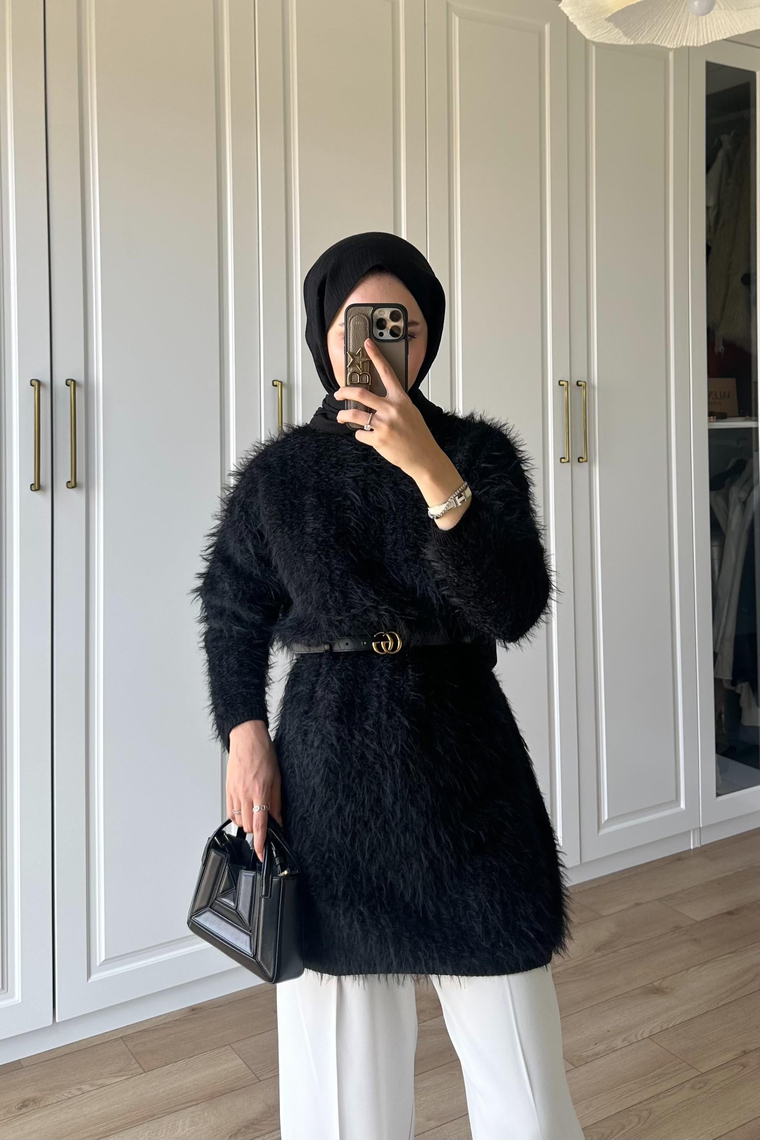 Noira Peluş Kazak - SİYAH