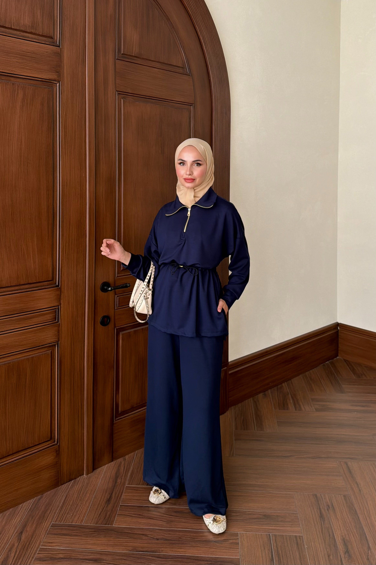 Oysh Bel Lastik Detay Takım - LACİVERT