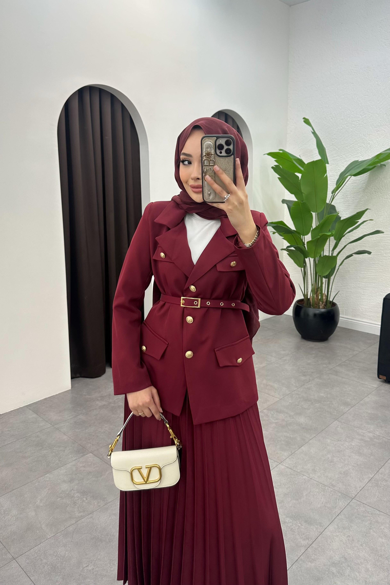 Premium Ceket Etek Takım - BORDO