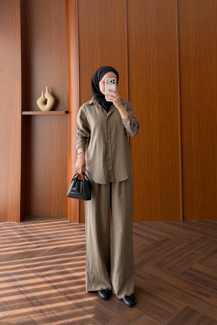 Premium Pantolon Keten Takım - VİZON