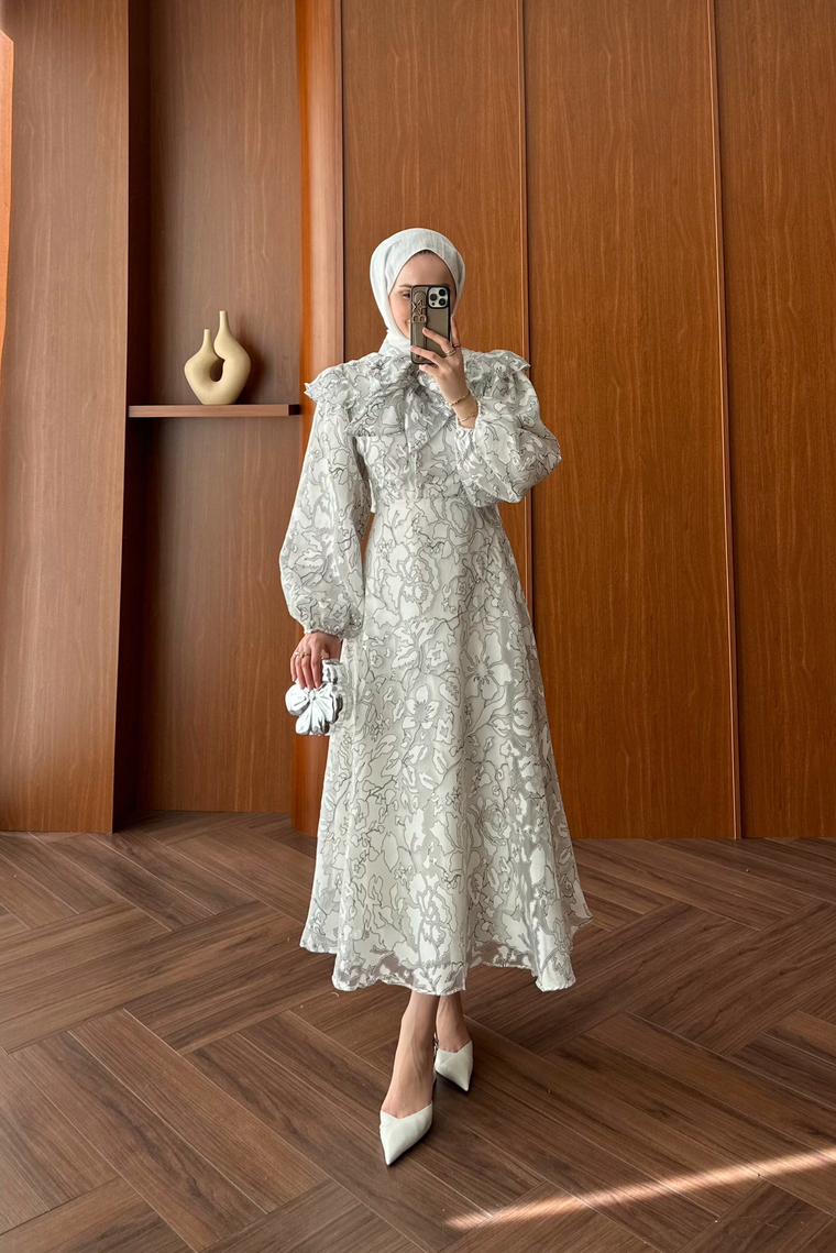Royal Premium Tasarım Elbise - BEYAZ