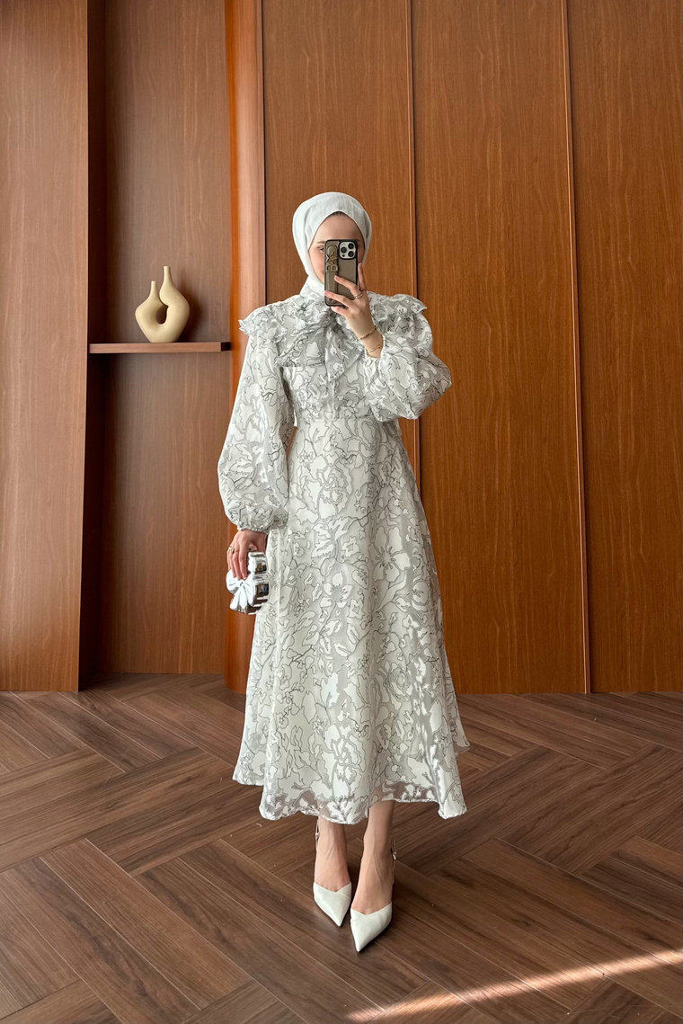 Royal Premium Tasarım Elbise - BEYAZ