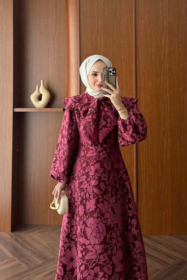 Royal Premium Tasarım Elbise - BORDO