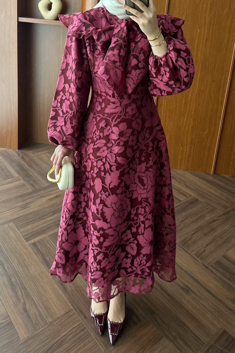 Royal Premium Tasarım Elbise - BORDO