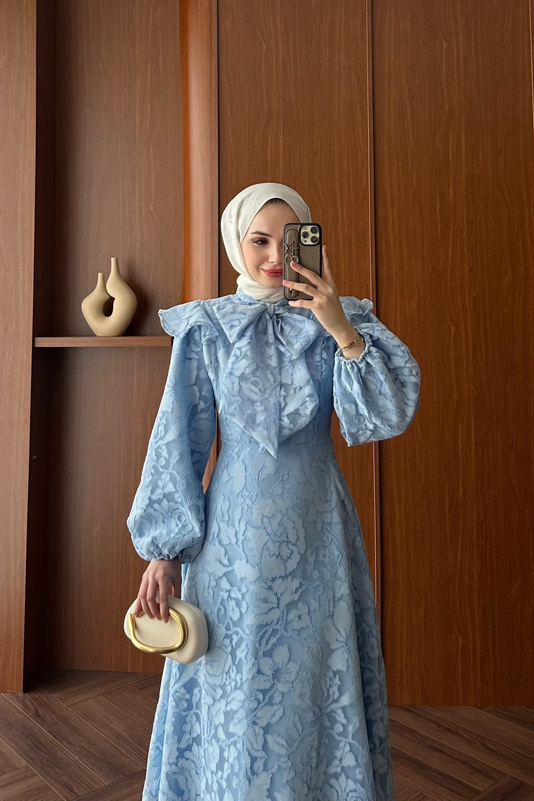 Royal Premium Tasarım Elbise - MAVİ