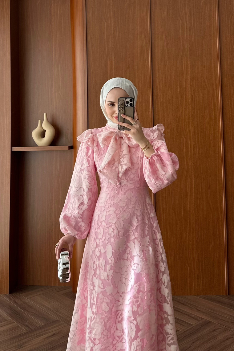 Royal Premium Tasarım Elbise - PEMBE