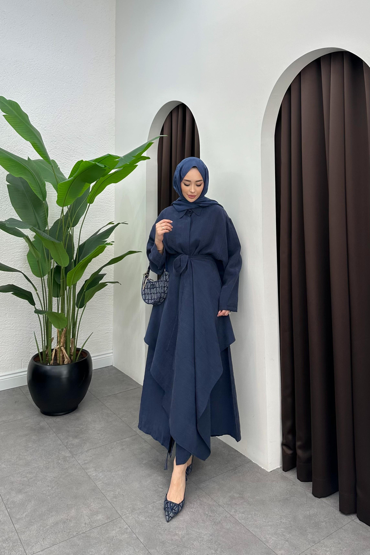 Sage Kimono Detay Elbise - LACİVERT
