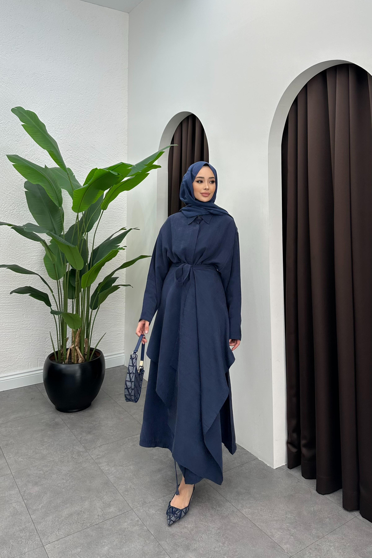 Sage Kimono Detay Elbise - LACİVERT