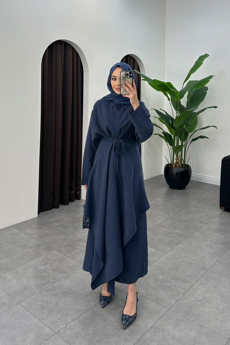Sage Kimono Detay Elbise - LACİVERT