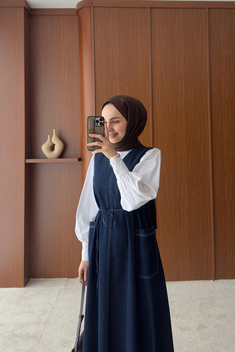 Selven Denim Jile Elbise - KOYU MAVİ