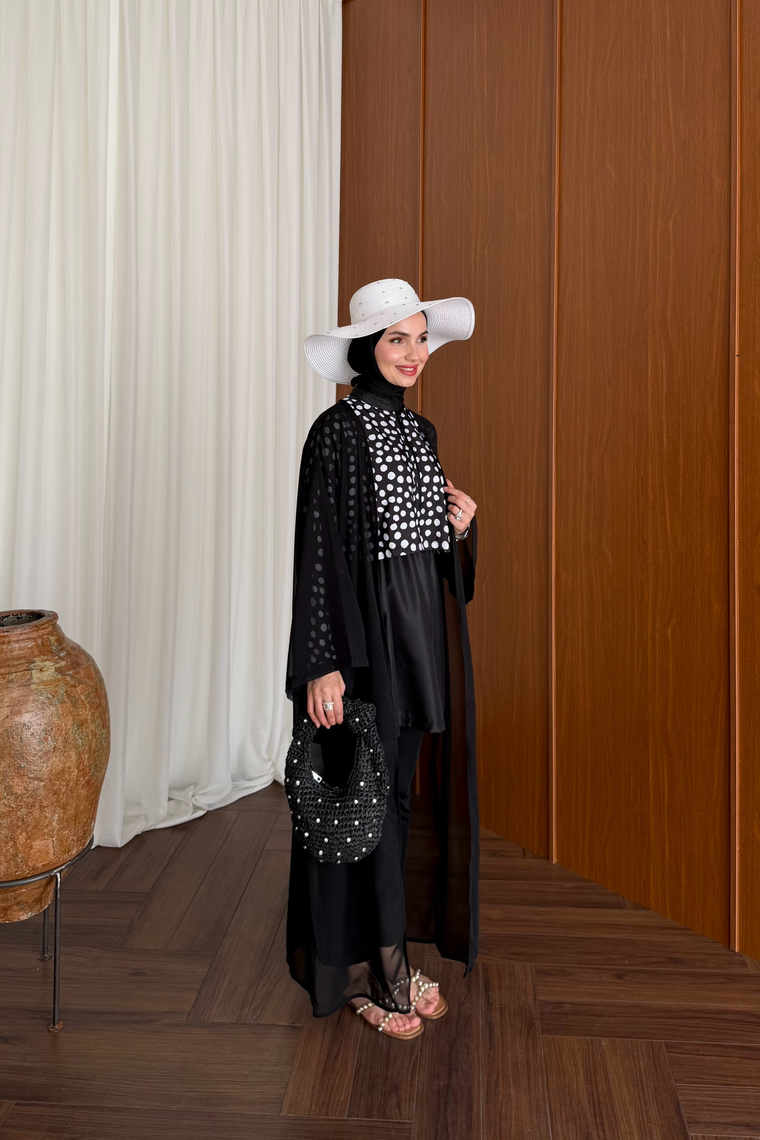 Şifon Kimono Pareo - SİYAH