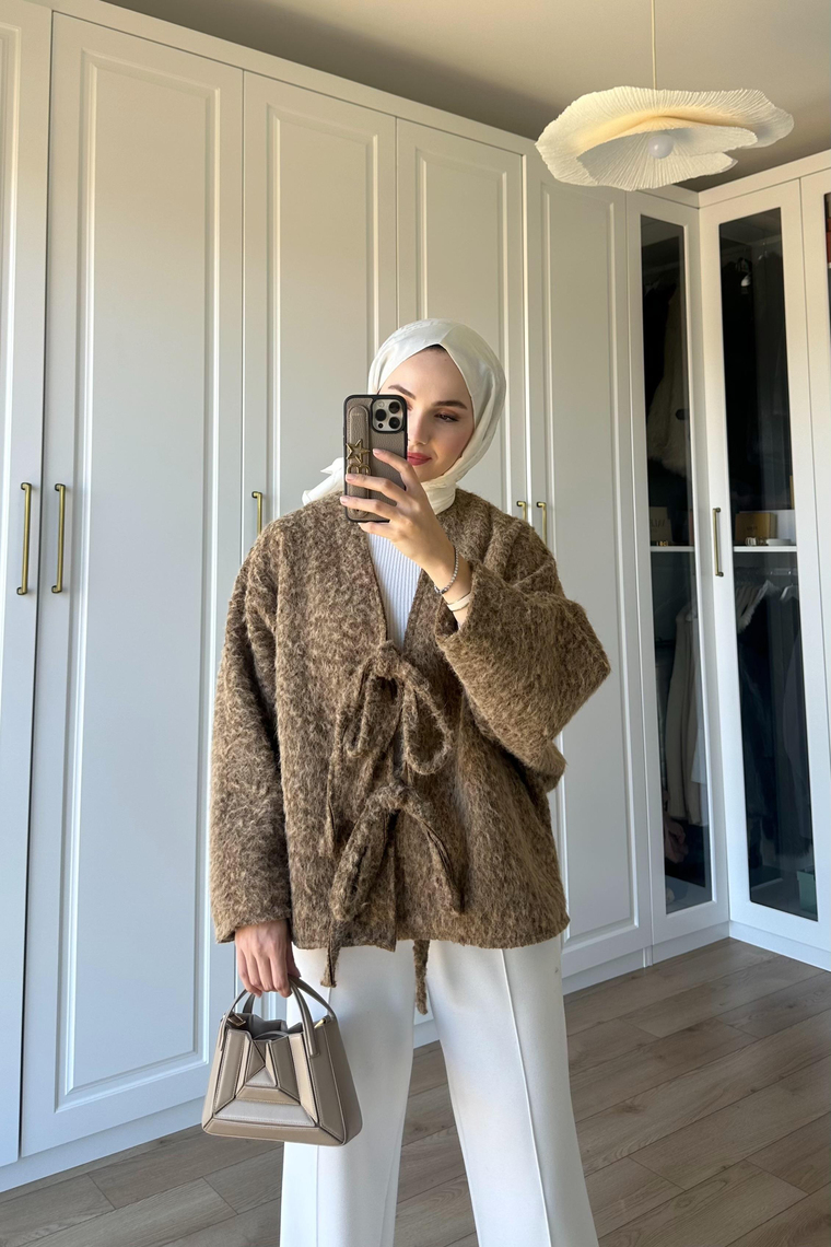 Solera Bağlama Detay Ceket - KAHVE