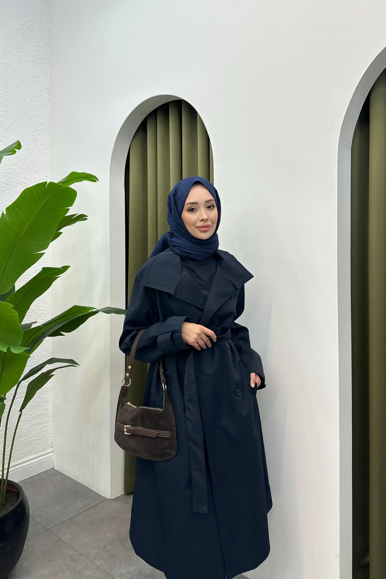 Suzana Oversize Trençkot - LACİVERT