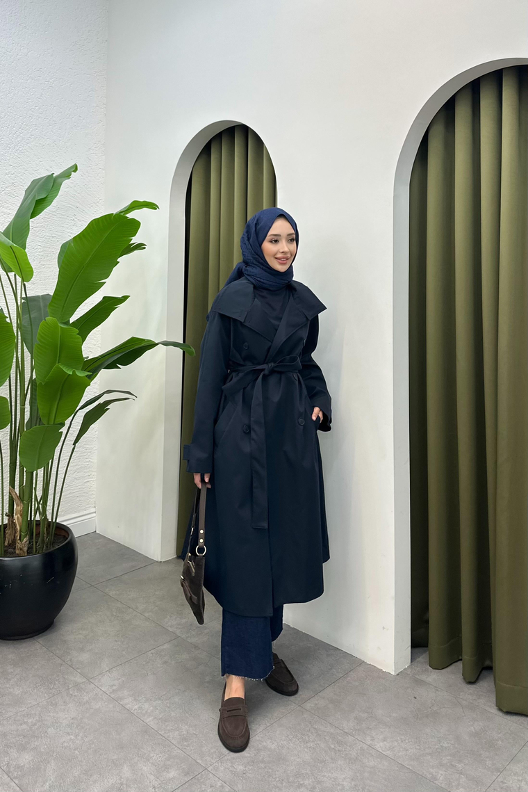 Suzana Oversize Trençkot - LACİVERT