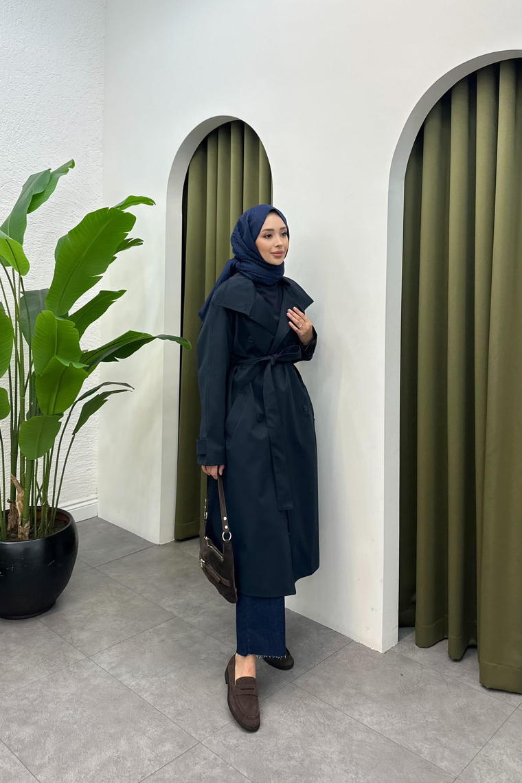 Suzana Oversize Trençkot - LACİVERT