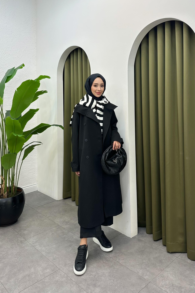 Suzana Oversize Trençkot - SİYAH
